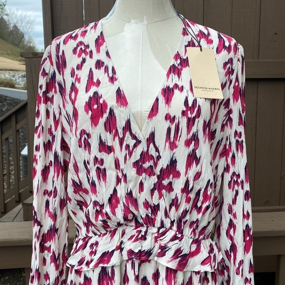 Scotch & Soda printed V-neck Mini Dress size 12 - Picture 8 of 15